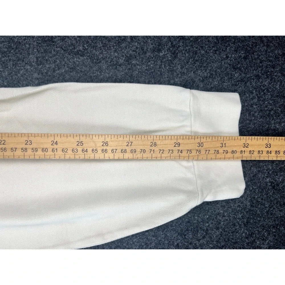 Polo Ralph Lauren Mens XXL Long Sleeve Polo Shirt Cream White Pique Cotton Pony